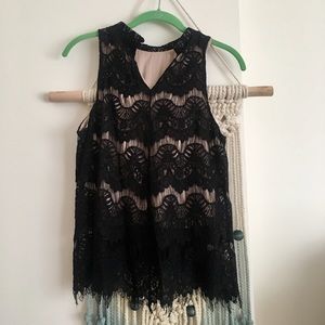 Black lace, nude tank blouse. Worn 1-5 times.